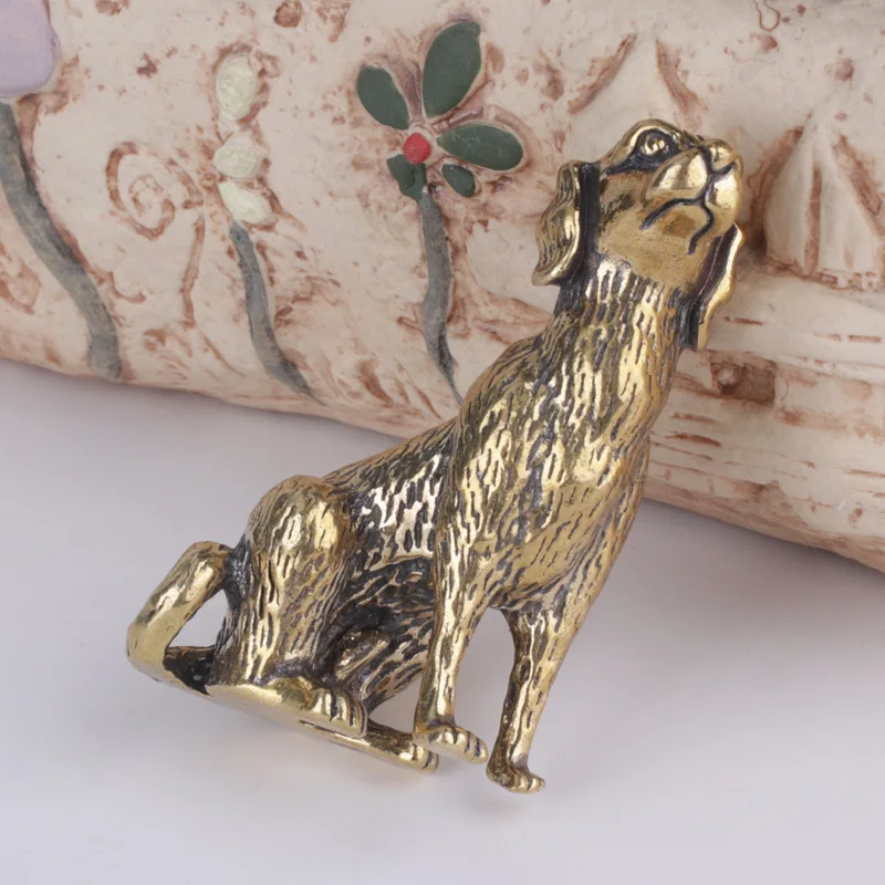 Brass Antique Animal Dog Statue Ornament Solid Bronze Sculpture Home and Study Decoration Metal Crafts