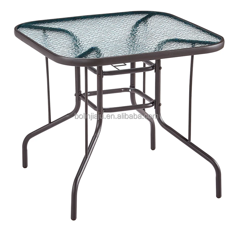 Garden Furniture Set Modern Style 4 Seater Dining Table Squared Table Glass Colors