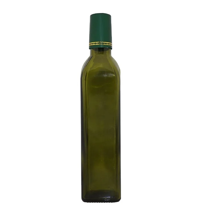 Factory custom Popular Color dark green olive oil 500ml empty small glass cooking oil bottle