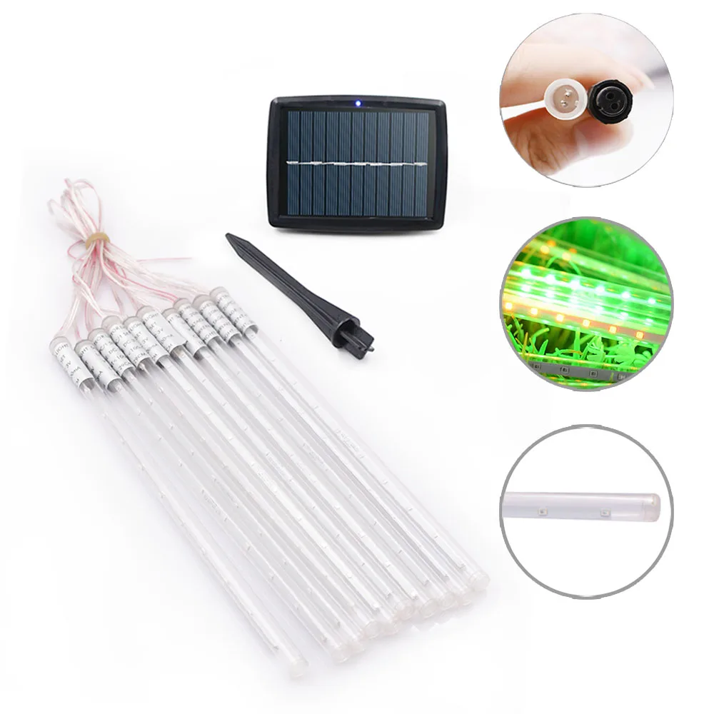 Outdoor Christmas Lights String Solar LED Meteor Shower Raining Lights 10 Tubes 360 LED Cascading Fairy Lights high brightness