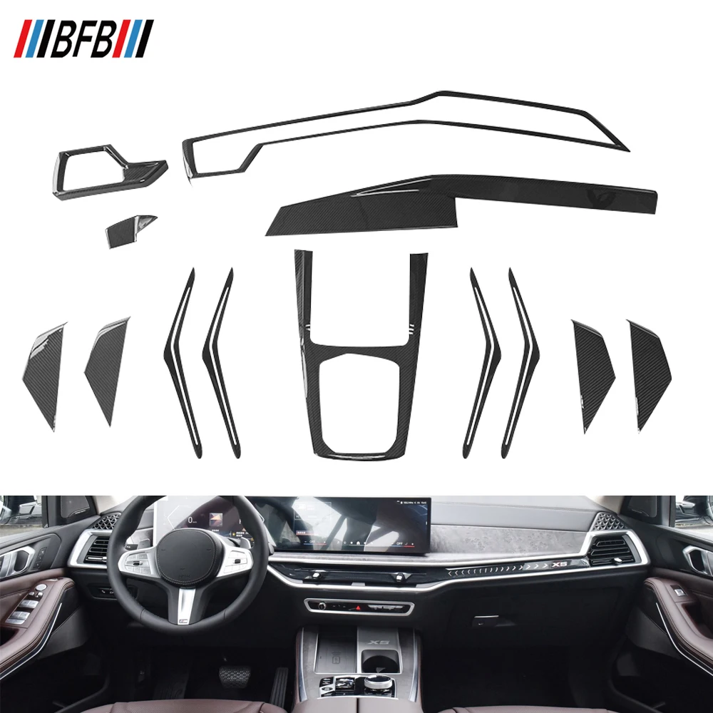 BFB Full Set Carbon Fiber Interior Trims Dashboard Cover Center Console Panel Door Trims For BMW X5 G05 X7 G07 2019up