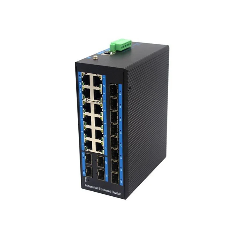 Промышленный Коммутатор Ethernet 12 портов Gigabit SFP PoE управляемый сетевой коммутатор широкого диапазона источник питания постоянного тока переключатель на
