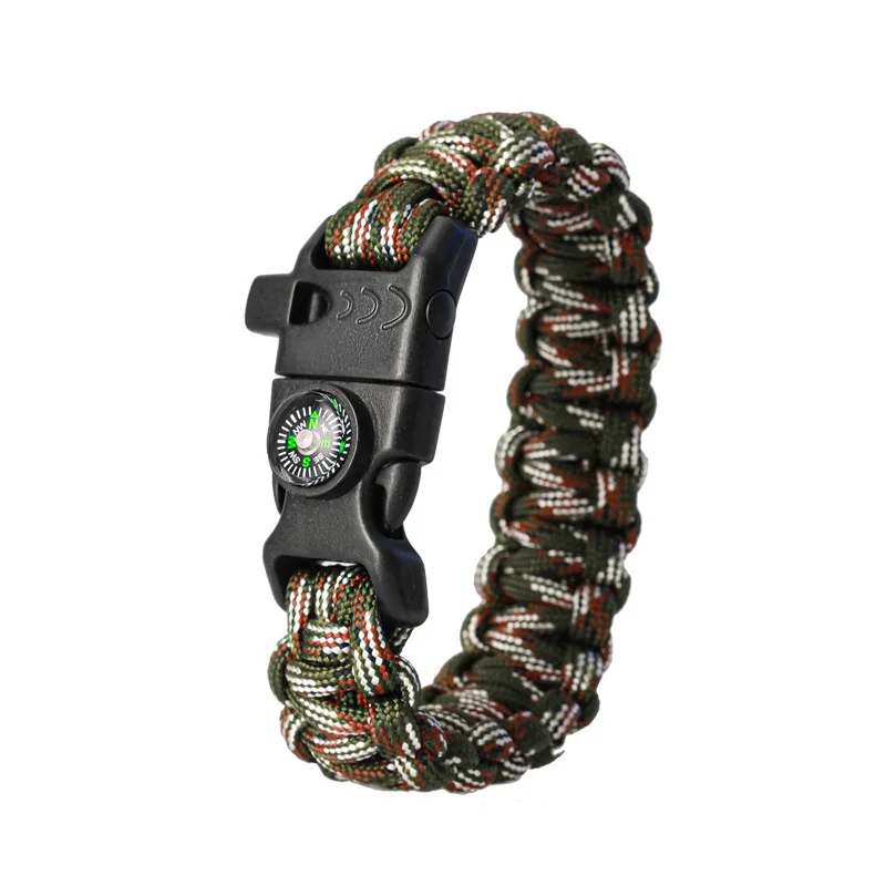 Outdoor camping emergency survival bracelet with firearm clasp handmade survival kit  bracelet for hiking  camping
