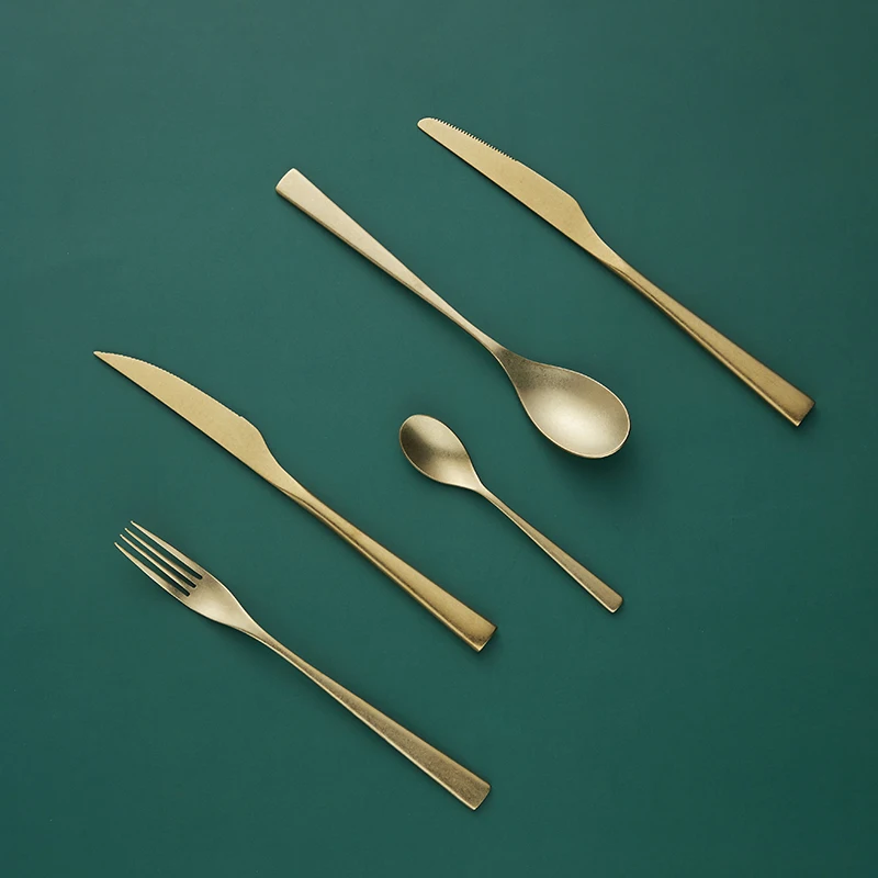 304 Stainless Steel Gold Plated Custom Cutlery Metal Spoon And Fork Set Flatware Cutlery Set