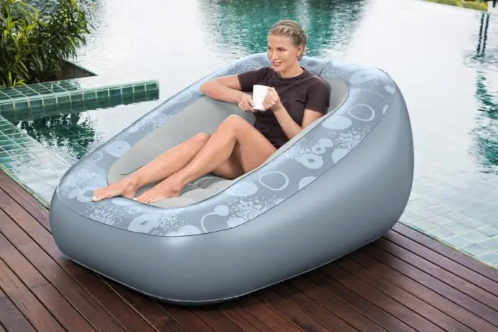 Bestway 75096 Comfortable Deluxe Inflatable Lounger Flocked Surface Lounge Sofa Chair