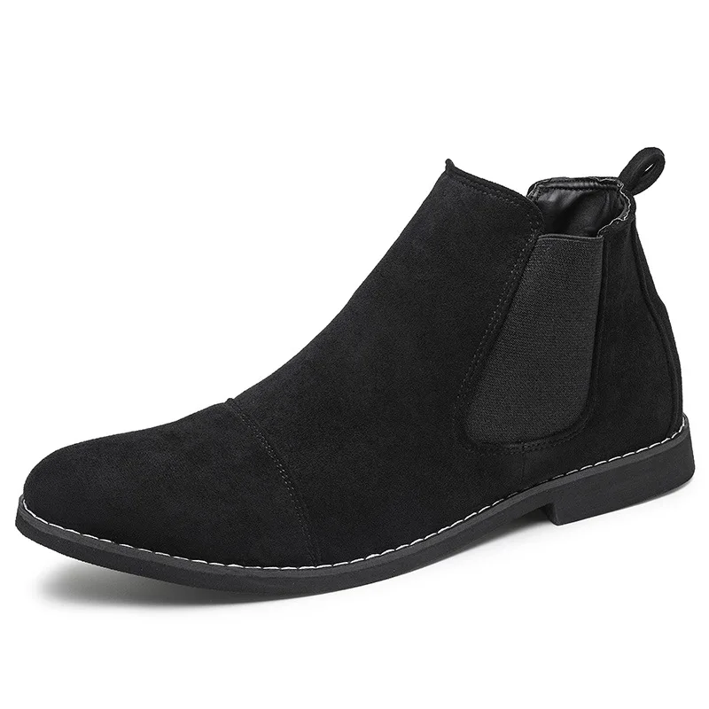 Mens Chelsea Boots Classic Mens Cowboy Leather Brown Ankle Boots British High Cut Shoes Footwear Dress Boots Slip-on Shoes