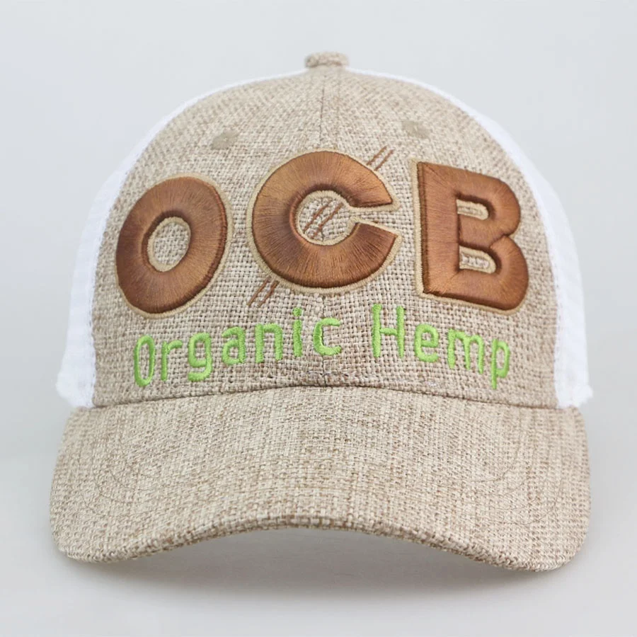 Recycled Eco Friendly Custom 3D Puff Embroidery Organic Mesh Bamboo Hemp Trucker Baseball Hat