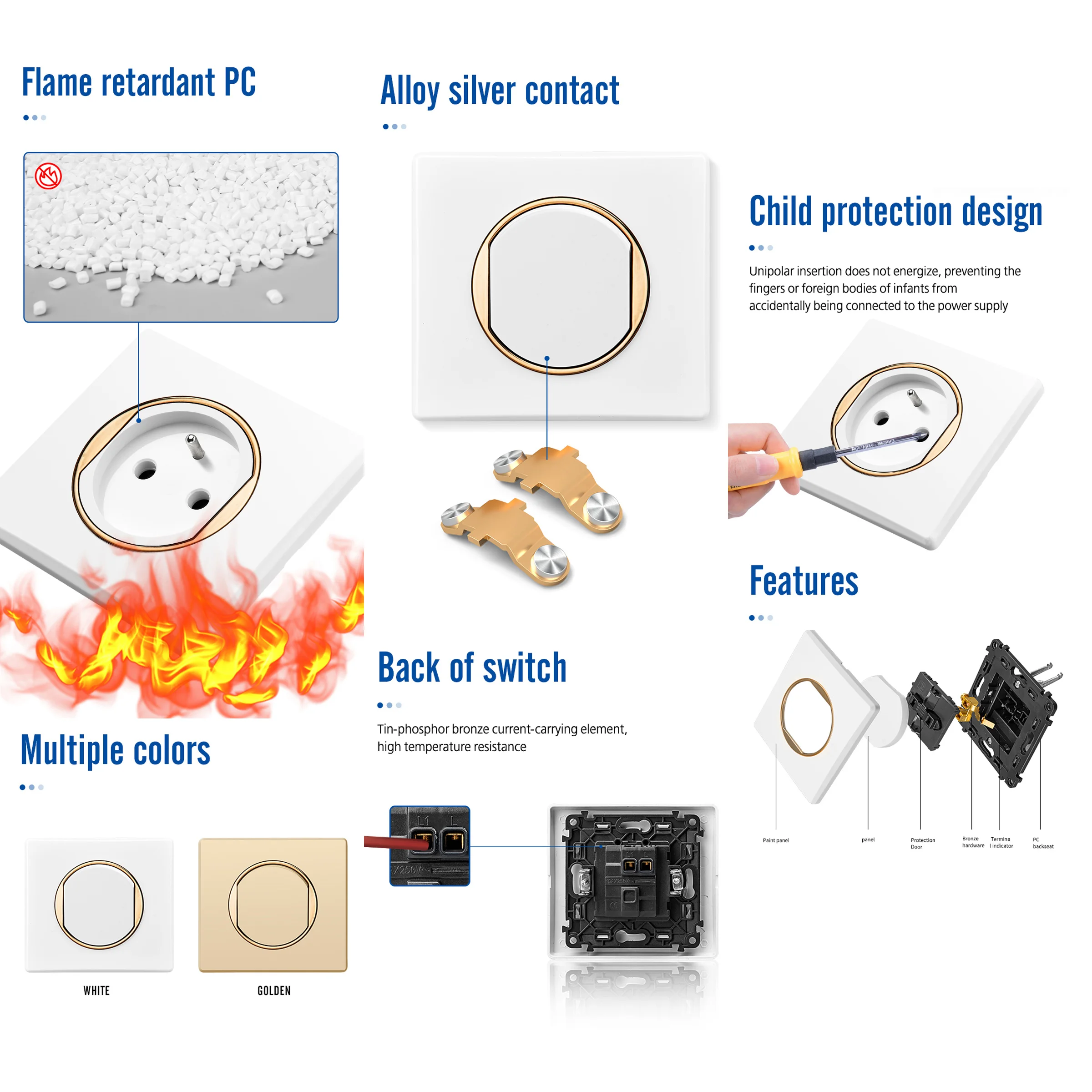 C2 Золотой электрический Европейский стандарт настенный выключатель розетка 1 комплект 2 канала