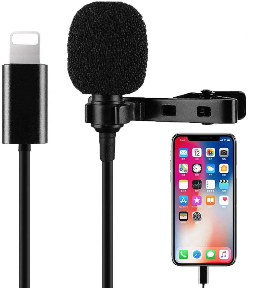 Wired Omni-direction Microphone  Lavalier Lighting Port Mini Clip Mic Mobile Phone Microphone for IP 11 12 13