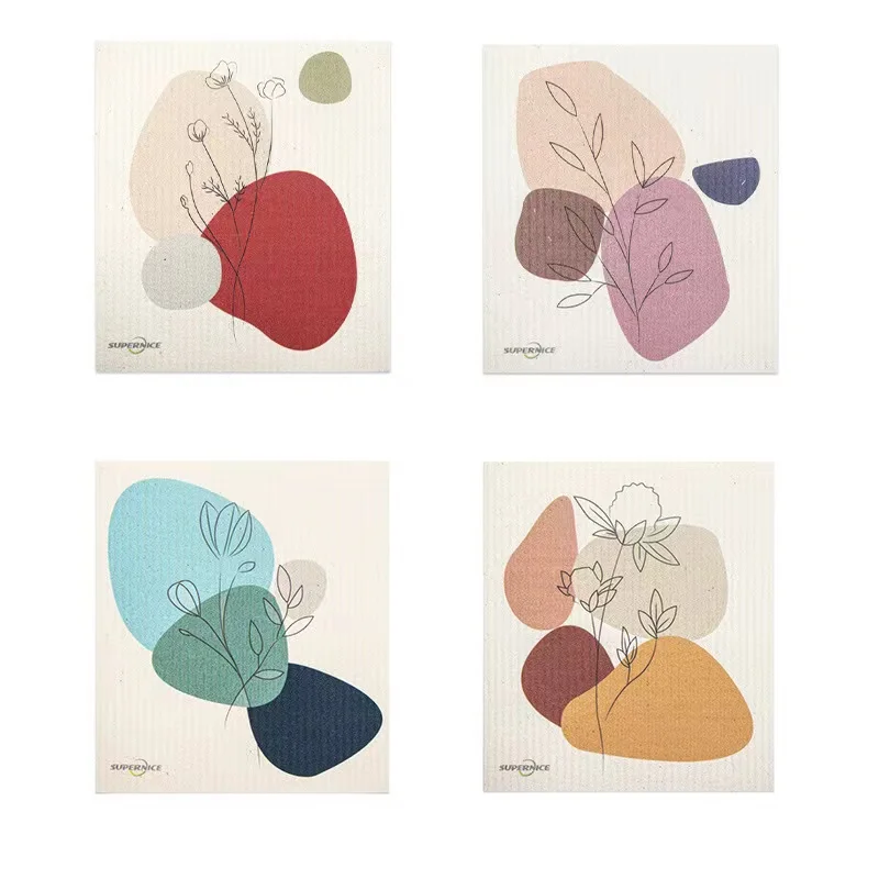 6pcs Cellulose Sponge Cleaning Cloth Swedish Animal Eco Friendly Reusable Sponge Kitchen Dish Washing Dishes 6.69x7.68inch