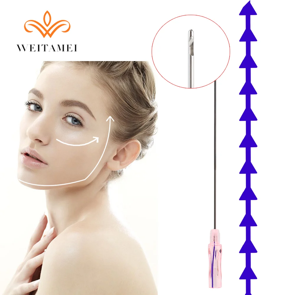 Beauty Lift Pdo Cog  18g 100mm Safe Face Lifting Thread Absorbable Fish Bone Press With W Cannula