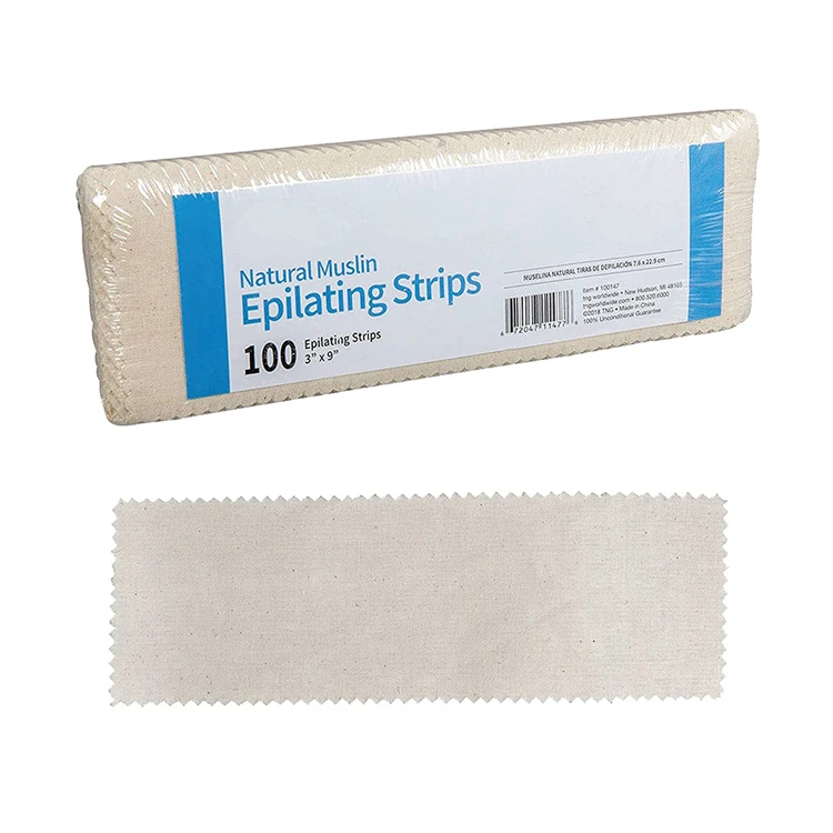 custom brazilian disposable 100% Cotton Calico waxing strips hair remove facial wax paper and wax for sale