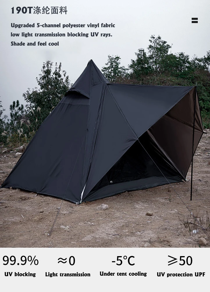 Wholesale Black Pyramidal Tents Camping Outdoor Black Knight Tent Family Tent
