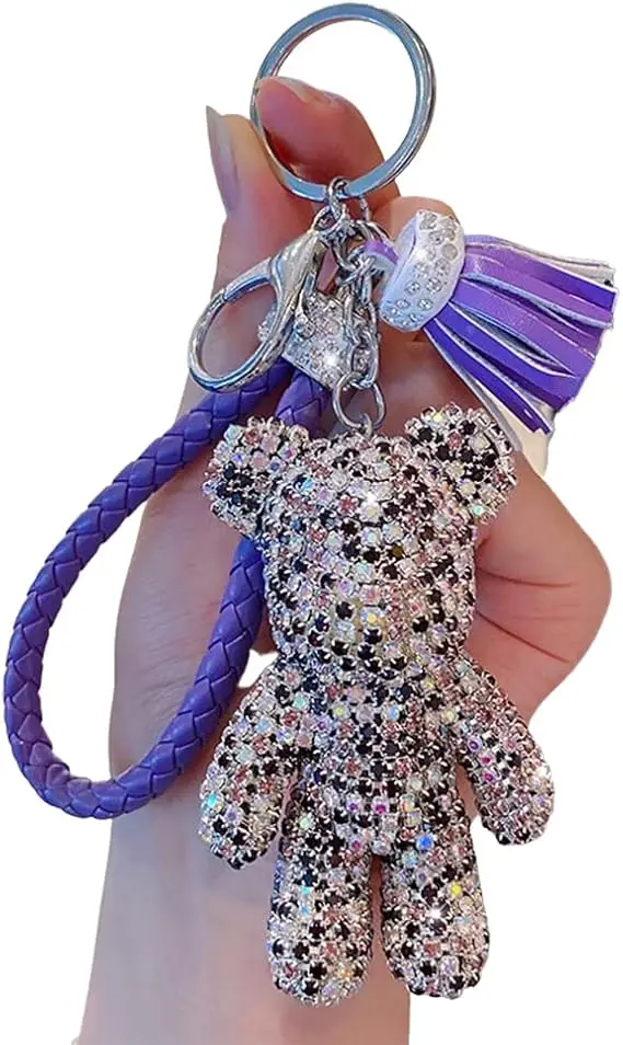 Yirun Cool Diamond Bear Design Pendant Keychain Creative Mini Claw Crane Arcade Machine Keyrings Gifts