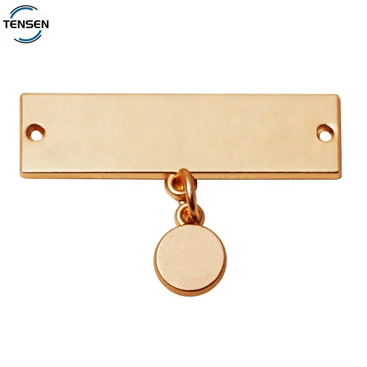 Gold plated swimwear metal logo chain tags zinc alloy lingerie accessories metal brand name label plate for women clothes