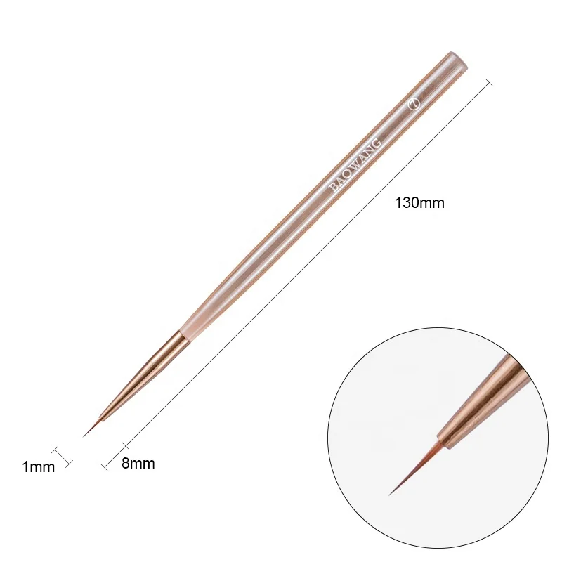 BW11-3 Round Nail Brush for UV Gel Polish PA Nylon Hair Art Design Brush for Nails Private Label Nail Brush with Acrylic Handle
