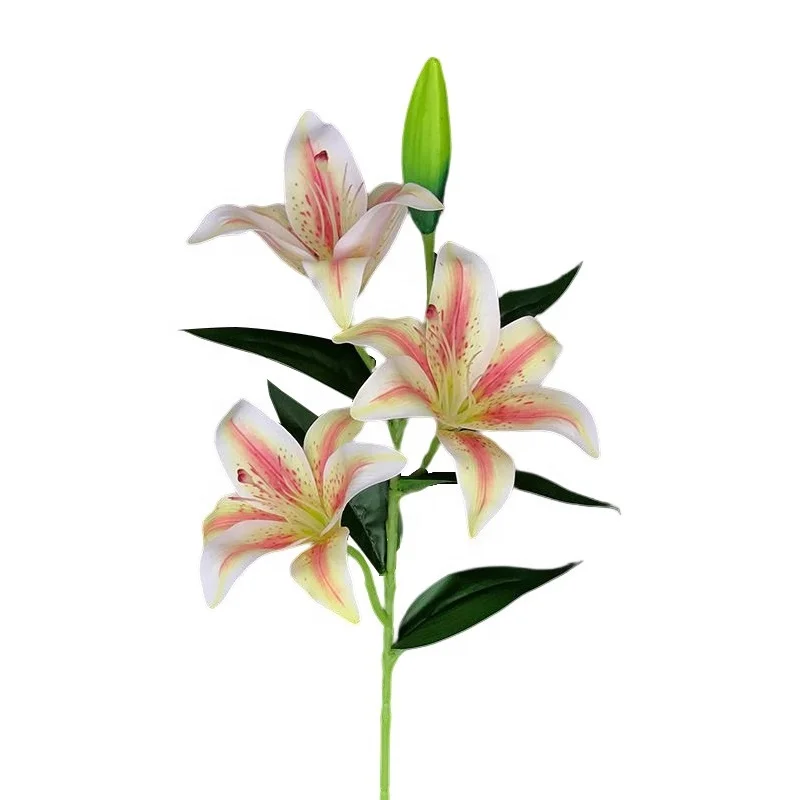 3D Real Touch Artificial Lily Flower for Wedding Home Office Decoration