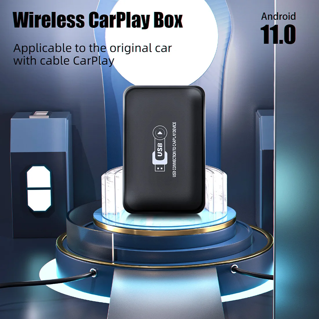 New Android 11 SmartBox Wired To Wireless Carplay AI Box AirPlay Android Auto Car Multimedia Player Plug And Play Dongle Adapter