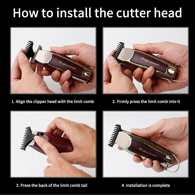 Professional usb rechargeable 0mm barber hair cutting machine electric hair clippers trimmers with accessories limit comb