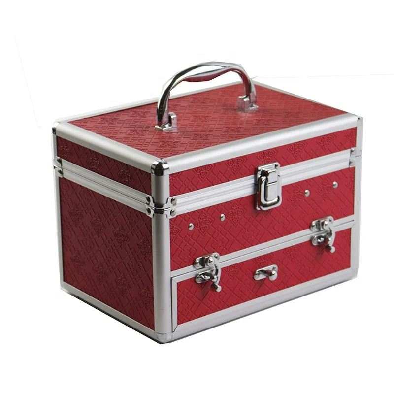 Customized Makeup Kits Professionals Box Cosmetic Bag Nail Trolley Vanity Aluminum Metal Make Up Case