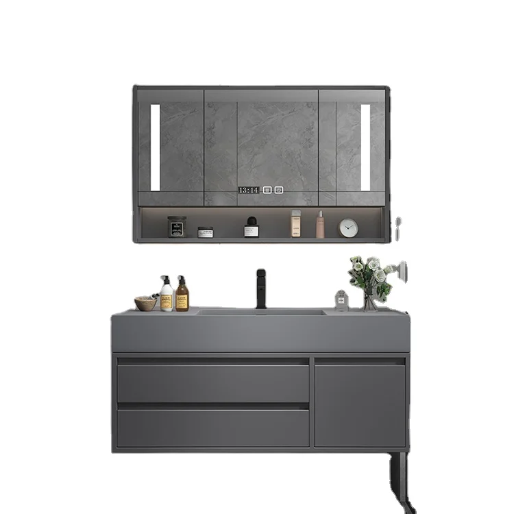 Bathroom Equipment Drawer Storage Luxury Solid Wood and Carrara Marble Top white Lacquer Bathroom Vanity