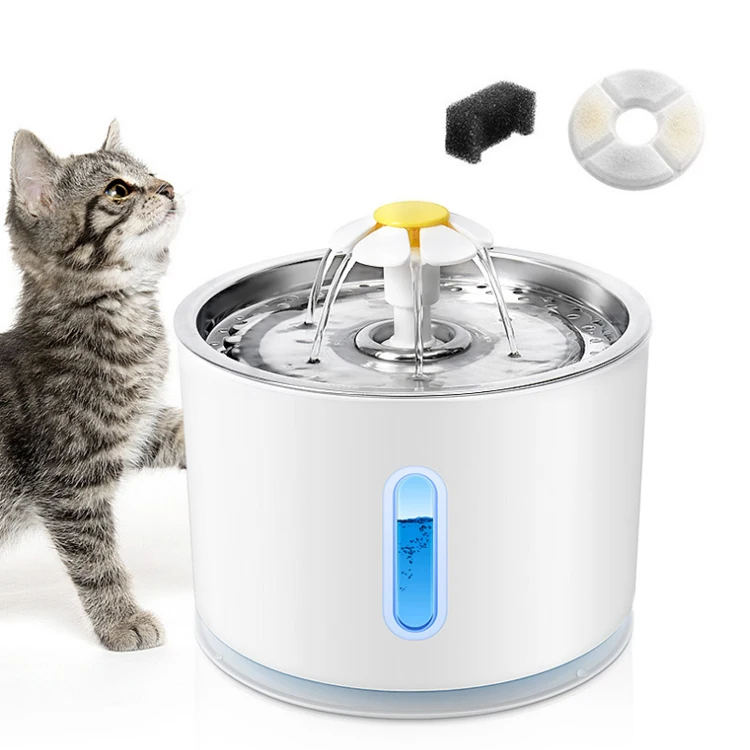 2.4L Automatic Pet Cat Water Fountain Ultra Quiet USB Dog Drinking Fountain Drinker Feeder Bowl Pet Drinking Fountain Dispenser