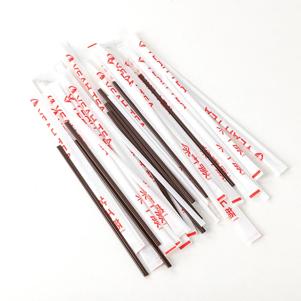 LOKYO Factory price wholesale disposable pp hot drinks sip sticks three holes plastic coffee stirring rod straw with wrapped