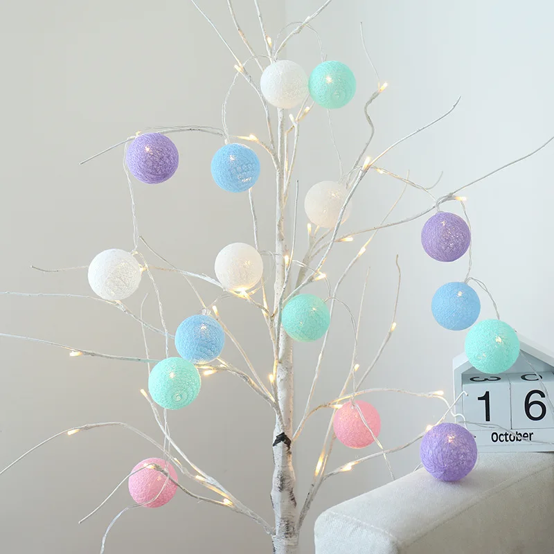 Holiday String Lights Christmas 1.5M 3M Cotton Ball LED Strip Fairy Lights For Party/Arch/Patio/Tree/Bistro/Curtain Decorations