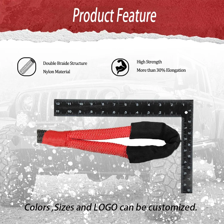 22MM 9M 11Tons Sleeve Kinetic Rope Nylon Recovery Kinetic Auto Tow Cable Rope