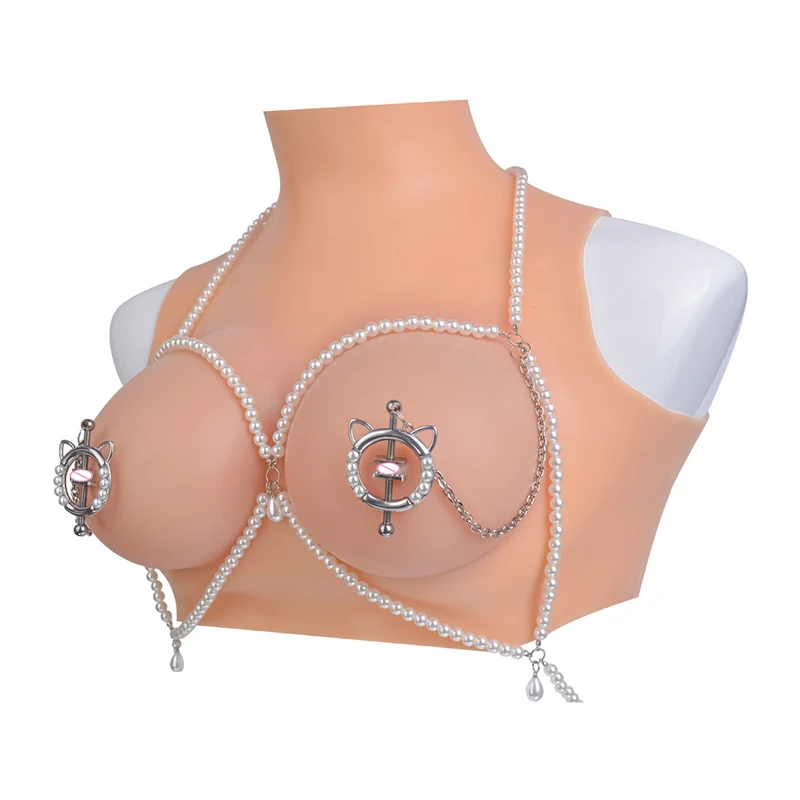 QKKQ Adjustable Collar with Nipple Clamps,Nipple Clamps Neck Collar Breast Clip Leather Necklace Couple Bondage set bondage gear