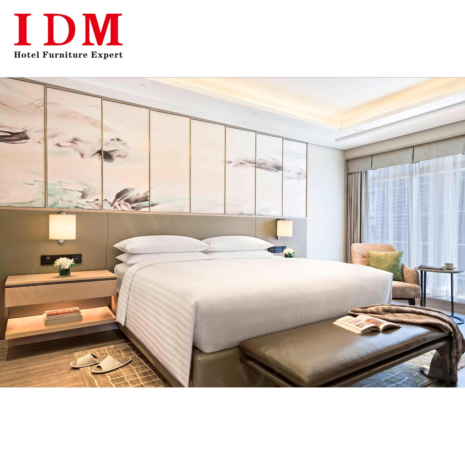 Modern Luxury Hilton Hotel Furniture Manufacturer Wooden Hotel Furniture Bed Room Set for Apartment Guest Room