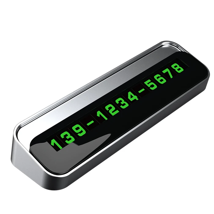 Luxury Aluminum Alloy Temporary Parking Phone Number Plate Custom Model Car Parking Card Accessory