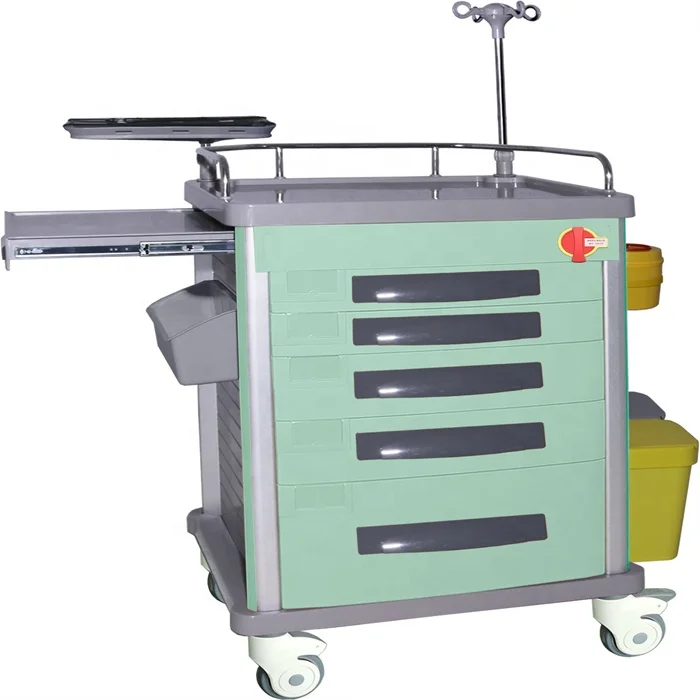 EU-TR585 Hospital ABS medical resuscitation cart resuscitation trolley crash cart trolley emergency trolley