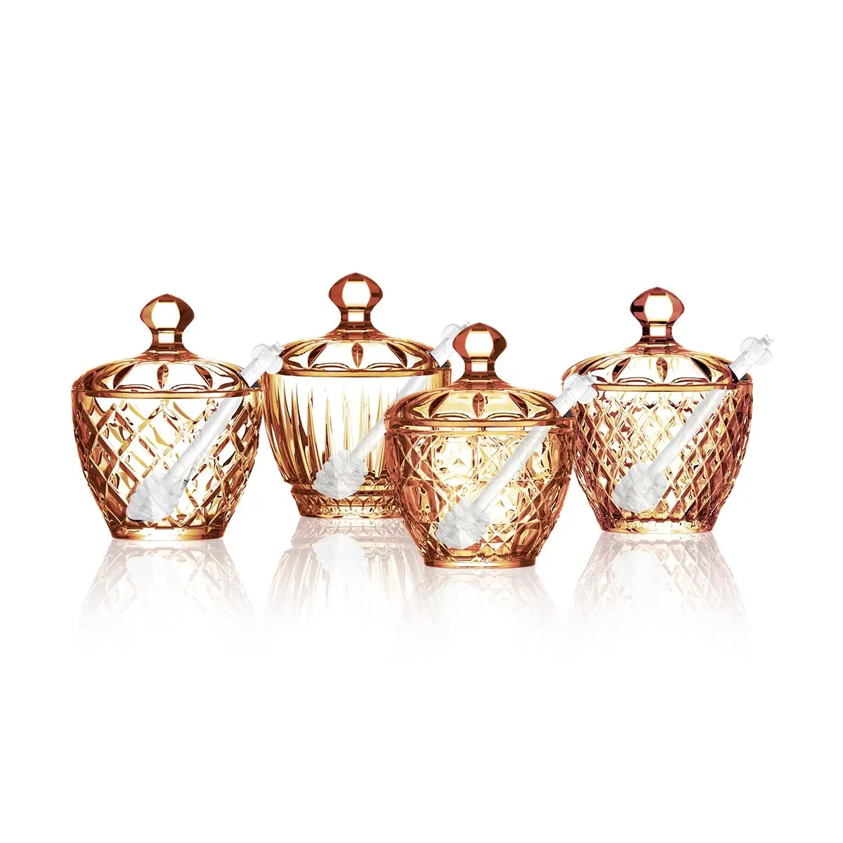 Factory Unique Empty Decorative Eco Friendly 280ml Hand Made Blown Unique Wholesale Wide Mouth Dispenser Glass Pot Honey Jar