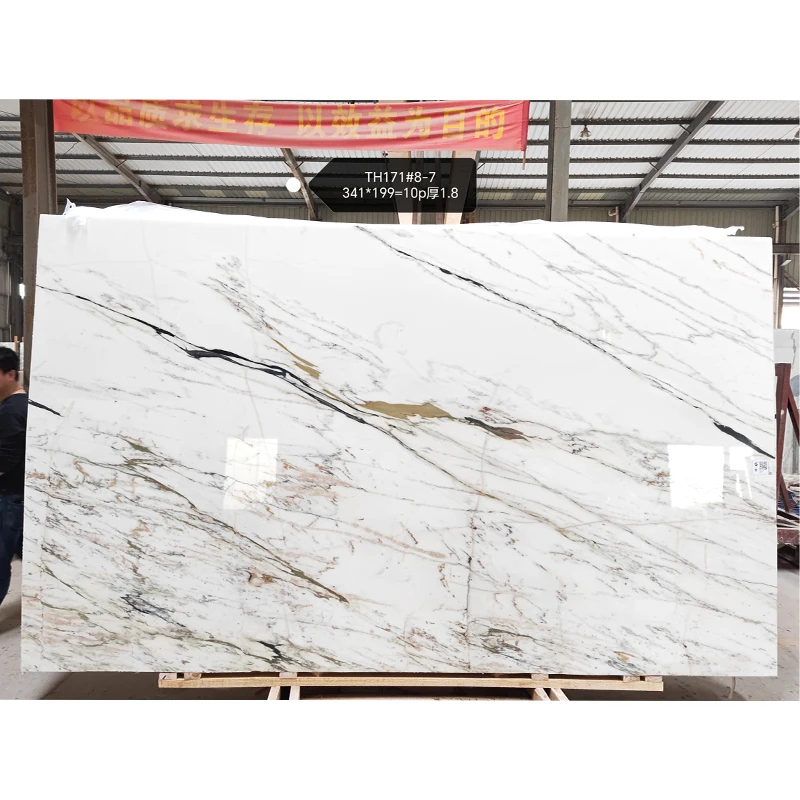 Elegant natural orient calacatta white marble with grey veins polished marble big slabs