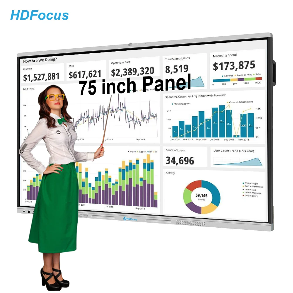 86-Inch Efficient Interactive Digital Whiteboard for Office Full HD and Android Pen/Touch Functionality