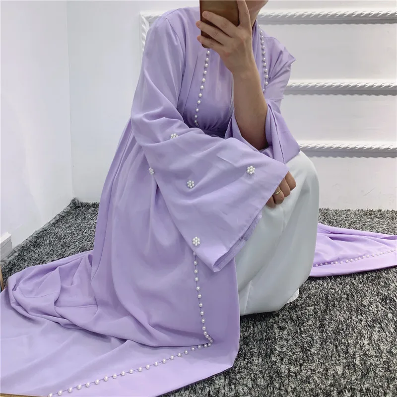 High quality simple nail-bead flowers women muslim kaften islamic clothing collection hijab religious meaning abaya gowns