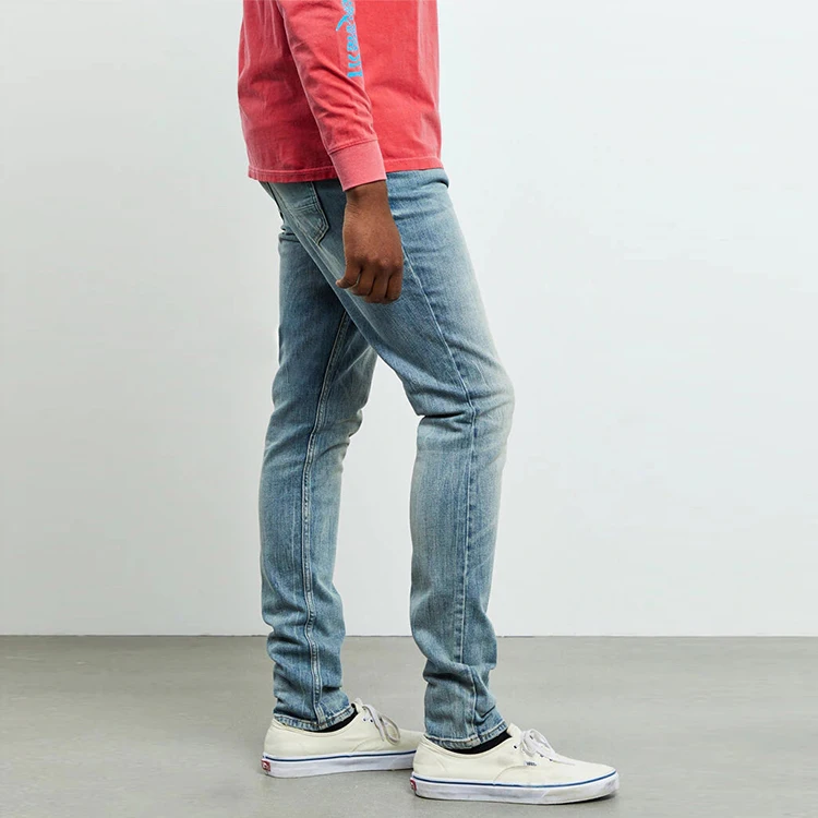 
OEM Denim Designer Wholesale Men Denim Casual Jeans Skinny Pants Dark Stacked Skinny Jeans Men 