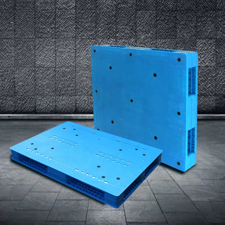 new design double faced plastic flat plastic pallet with seel bars