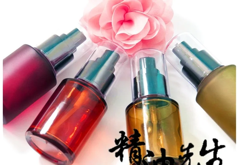 30ml 60ml frosted pink/green/white/red/olive green mist spray glass bottle for cosmetics liquid and perfume packaging