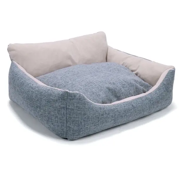 All Season Rectangle Pet Bed Fit Medium Sized Dog/Fat Cat - Ultra Soft Pet Sofa,Machine Washable (Light Gray 20*17*7 inch)