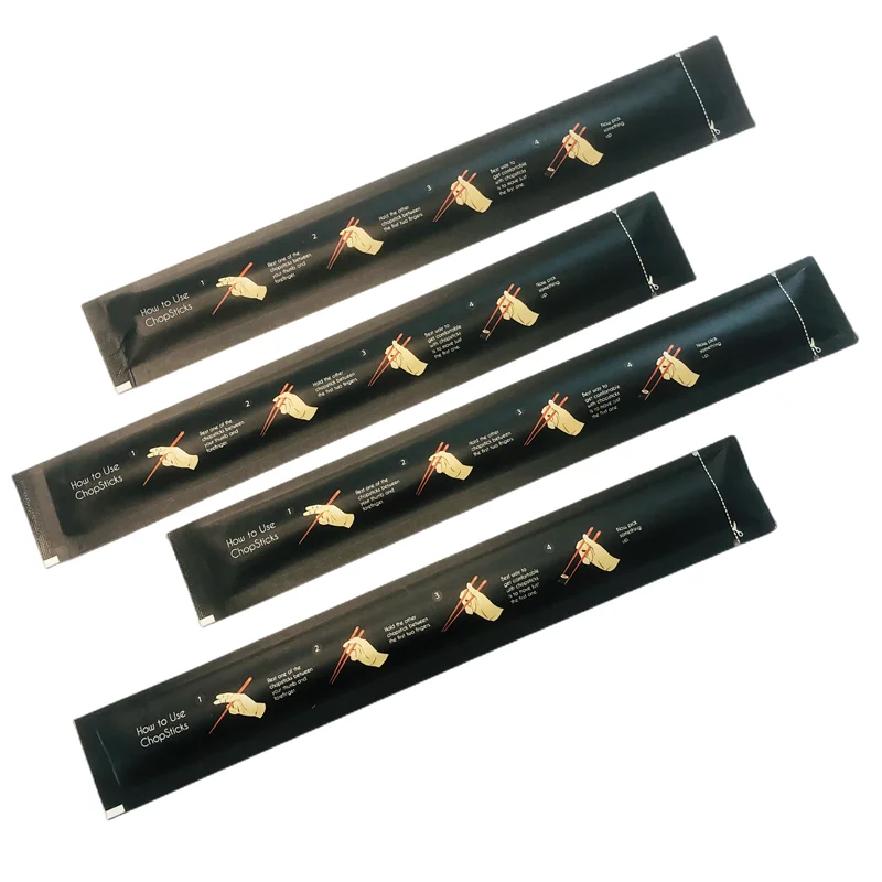 Professional factory Japanese Style Bamboo Round Sushi Chopsticks with customer printing paper wrap
