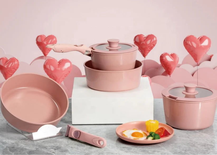 China Reliable Manufacturer Grey Cookware  Aluminum Non-stick Kitchen Ware Pot and Pan Set