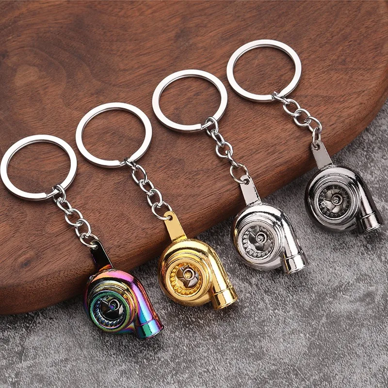 New Design Custom Automotive Car Part Key Chain Turbine Turbo 3d Metal Keyring Pendant