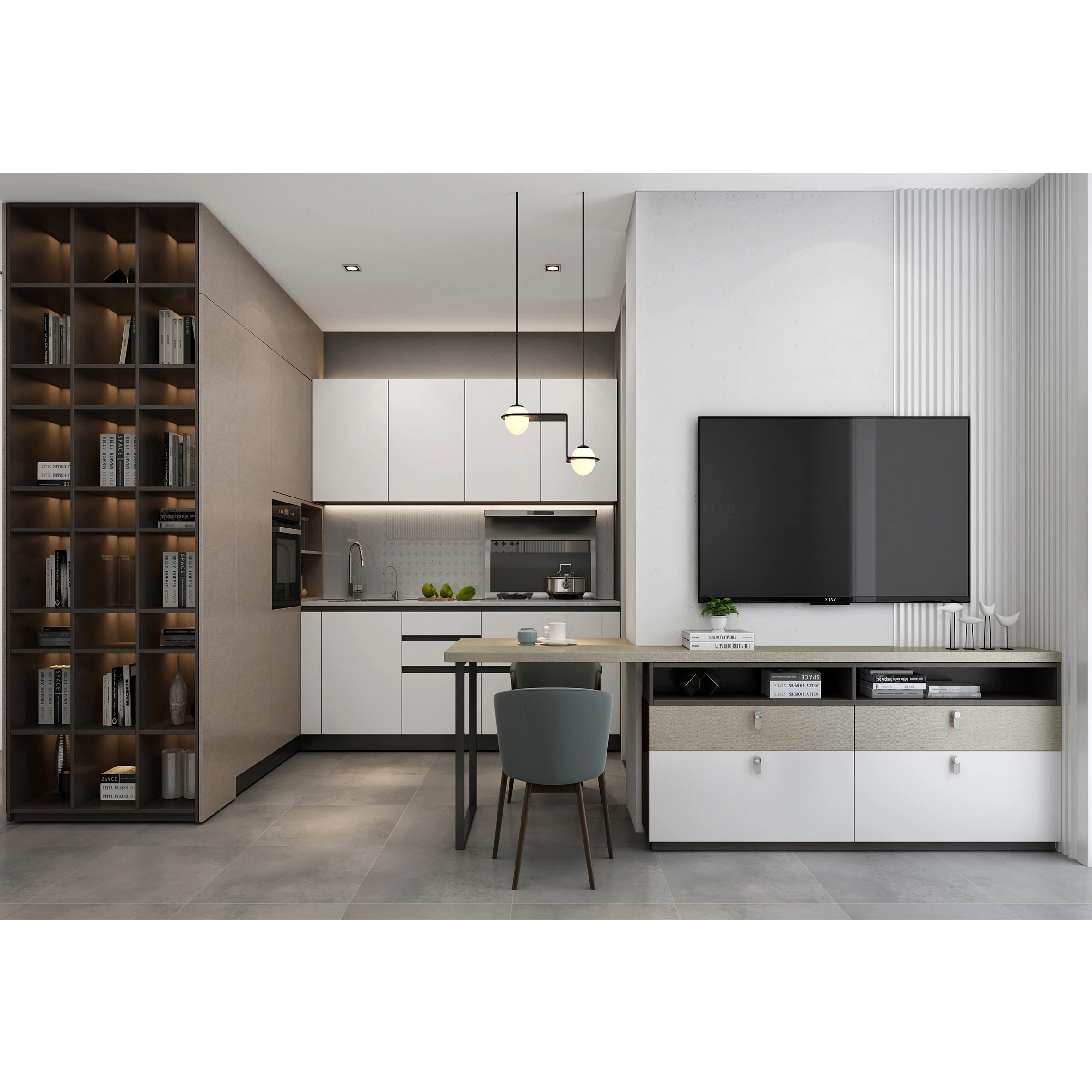 Современные Автономные темно-серые кухонные шкафы, цветовые комбинации, акриловый лист, модульный кухонный шкаф