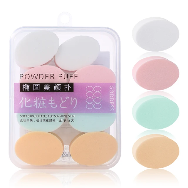Lameila Hot Sale NR Wedge Puff Oval Make Up Face Puff Care Material Colorful Olive Type 8pcs Cosmetic Powder Puff A79935