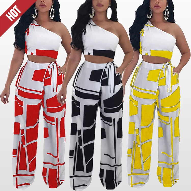 
Sexy Plaid Casual Ladies Trouser Suit High-Waisted Women Two Piece Jump suit Baggy Trouser Suits 