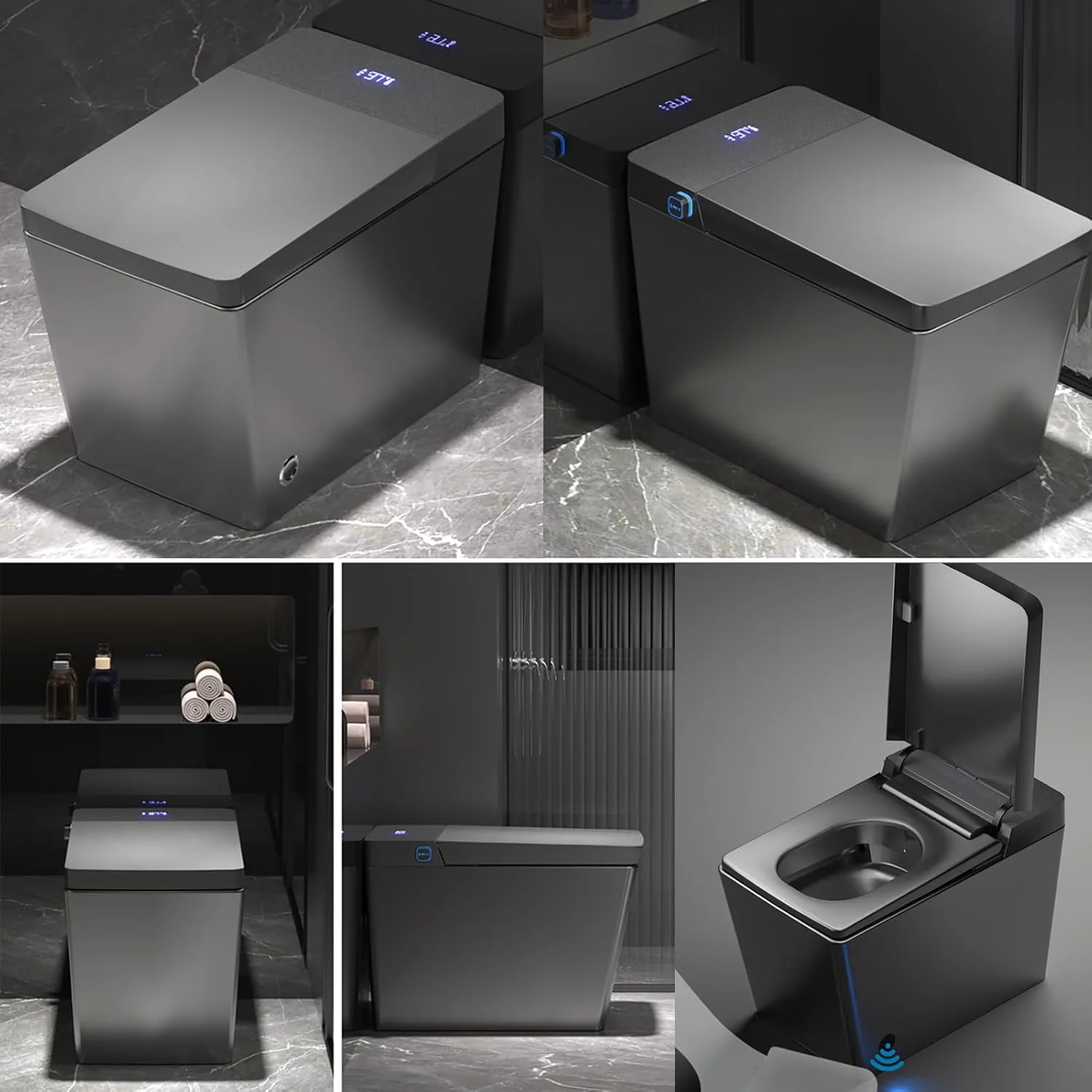 MWD Advanced Square Smart Toilet Automatic Open Close Lid Heating Bidet Seat Modern Toilet Bidet Combination
