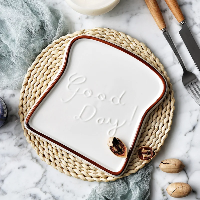 AL Japanesee Houseware Dinning Dinnerware Custom Ring Steak Bread Use Restaurant Ceramic Plates Set