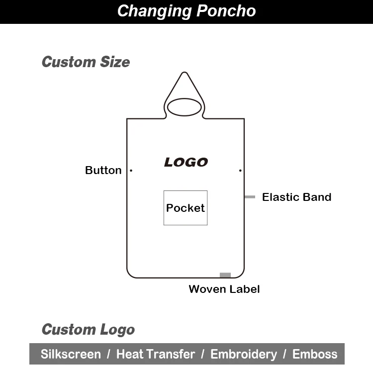 Personalized indonesia customized microfiber hooded poncho beach towels for adults